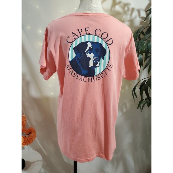 Cuffys Cape Cod Massachusetts Black Lab Dog T-Shirt Womens Size XL Pink Pocket - Picture 3 of 15